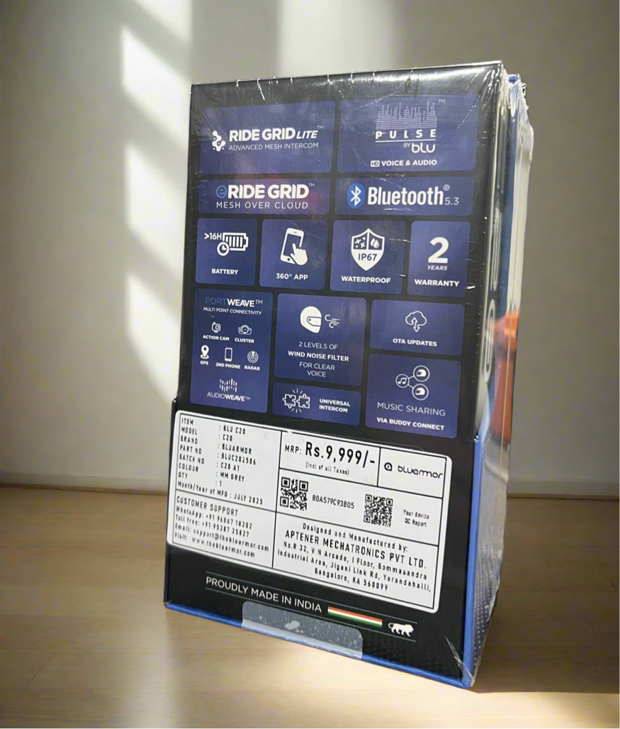 BLU ARMOR C20 Intercom system for motorcycles | RIDEGRID™ Lite