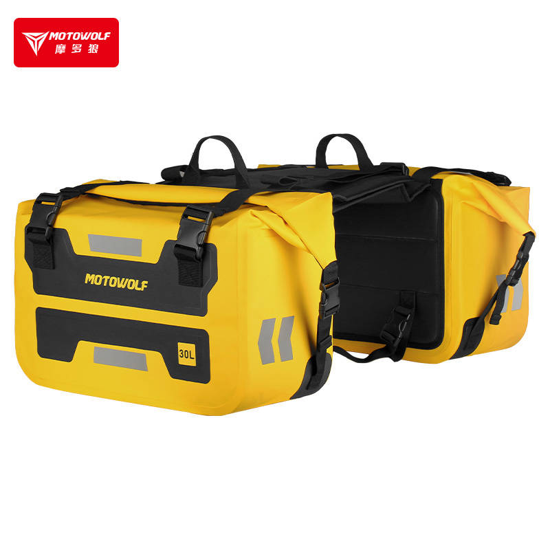 MOTOWOLF HYPERTOUR MDL0720 | 1 Pair | Waterproof Motorcycle Saddle Bags | 30 litres *2 side | Side Bags for Motorbike Travel - Yellow