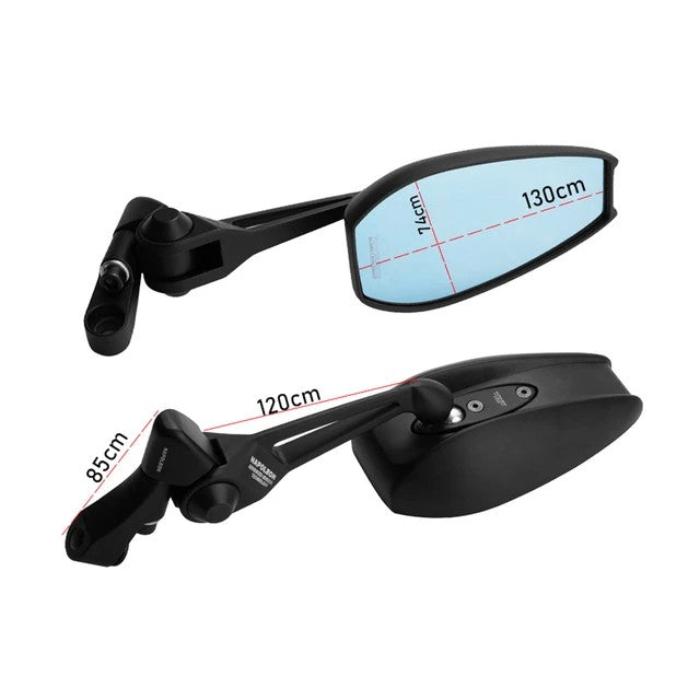 SPIKI Napoleon Ray Mirrors (Pair) | Anti-Glare Oval Mirrors with Short Stem | Anti-Shock | Universal Fit for Motorcycles & Scooters