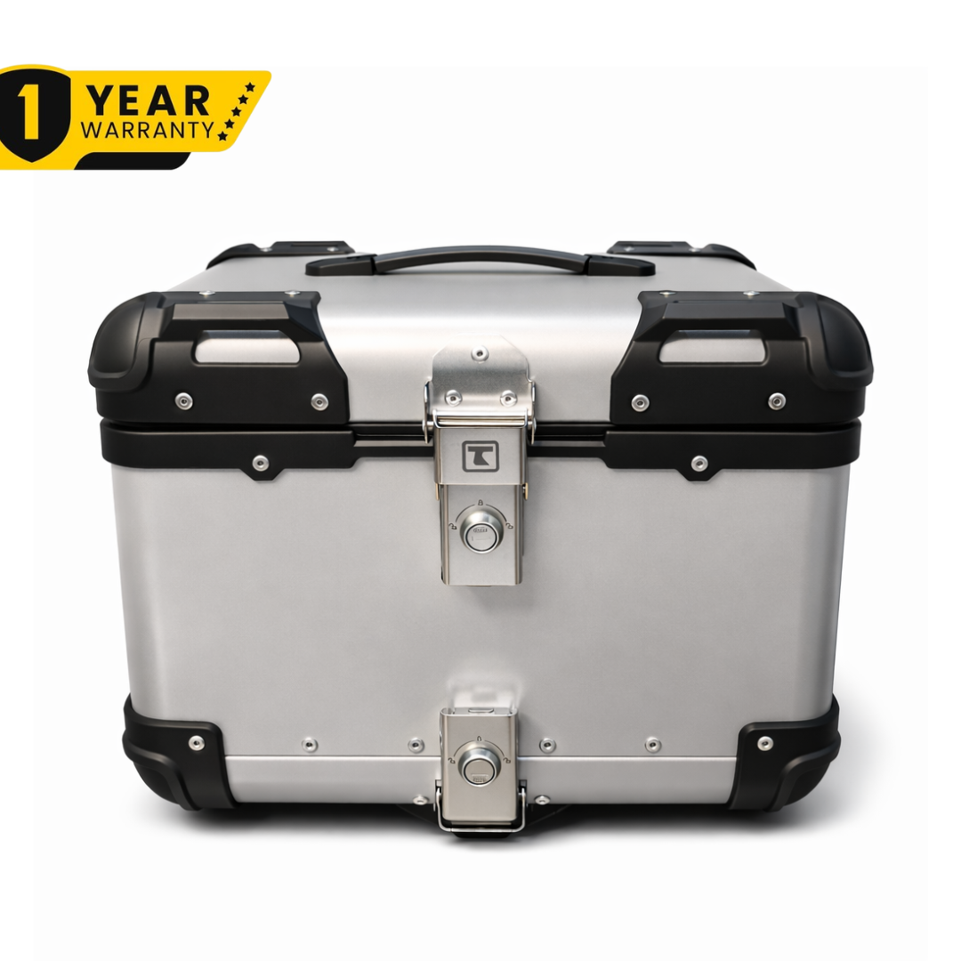 TAANC Urban Arc Top Box – Aero Silver | 45L Aluminium Motorcycle Storage Box with Rounded Design