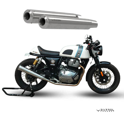 RE GT 650 / INTERCEPTOR 650 BE-10- "BASS MASTER" PERFORMANCE EXHAUST | Polish | RUSTFREE | 1 Year warranty - BARREL EXHAUST