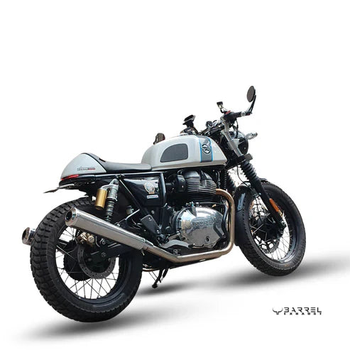 RE GT 650 / INTERCEPTOR 650 BE-10- "BASS MASTER" PERFORMANCE EXHAUST | Polish | RUSTFREE | 1 Year warranty - BARREL EXHAUST