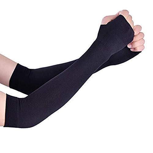 Lets Slim Cooling Arm Sleeves (Unisex) UV Sun Protection in black Colour UPF 50 Arm Cover