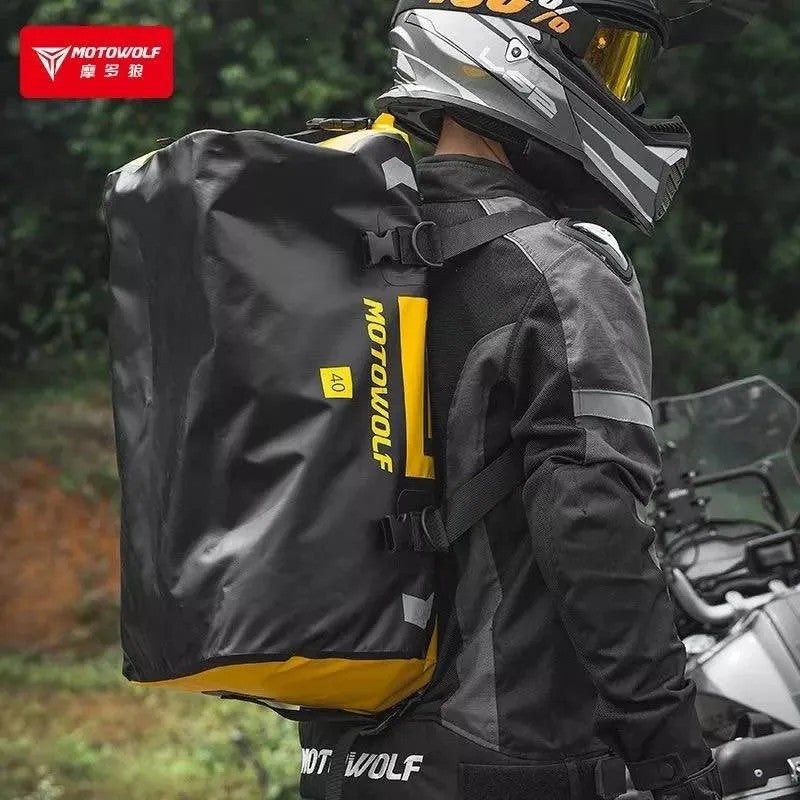 MOTOWOLF | Motorcycle Tail Bag 40L Waterproof | Duffel Bag for Touring Adventure, Camping, Cycling