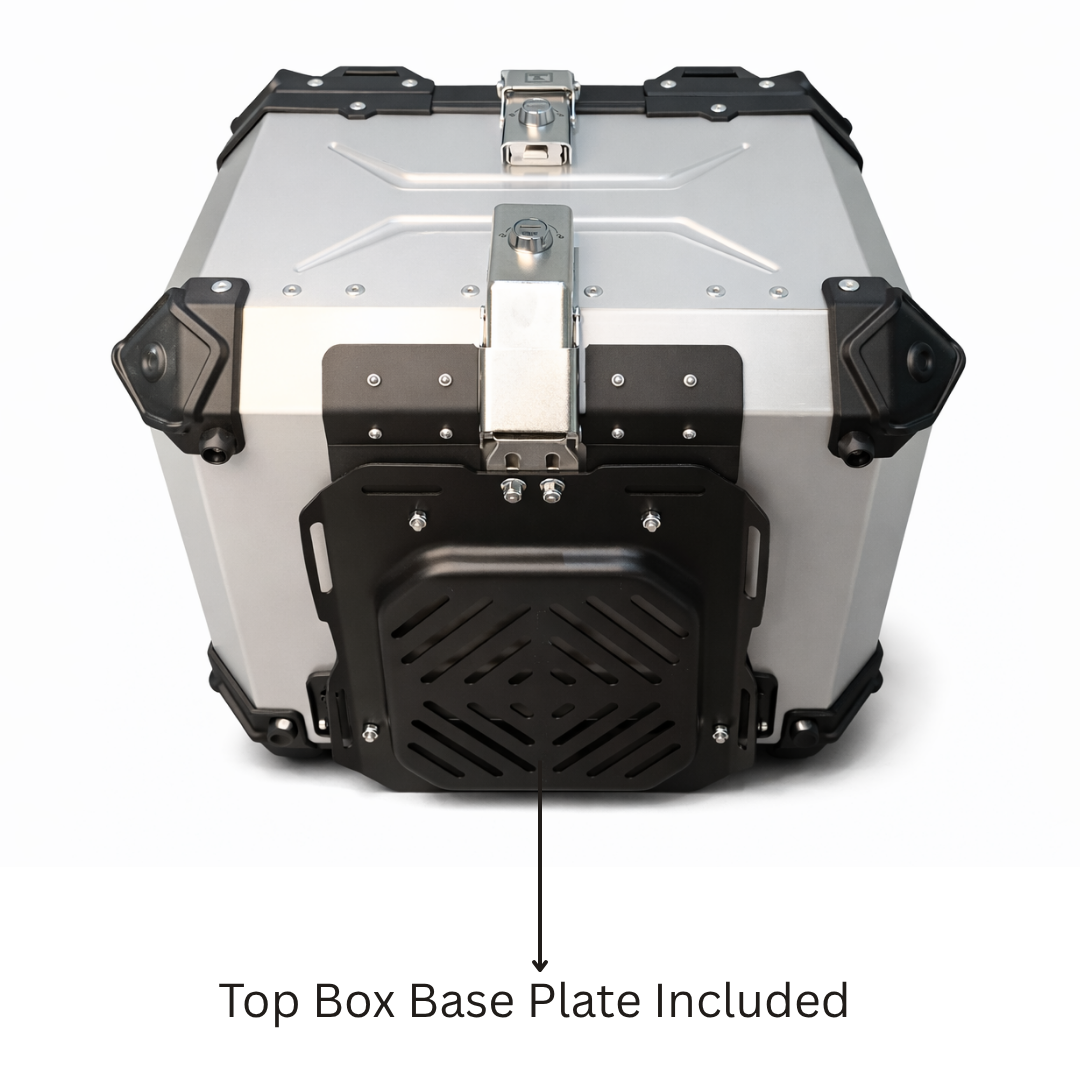 TAANC Nomad Atlas Top Box – Aero Silver | 45L Aluminium MC Motorcycle Touring Storage Box
