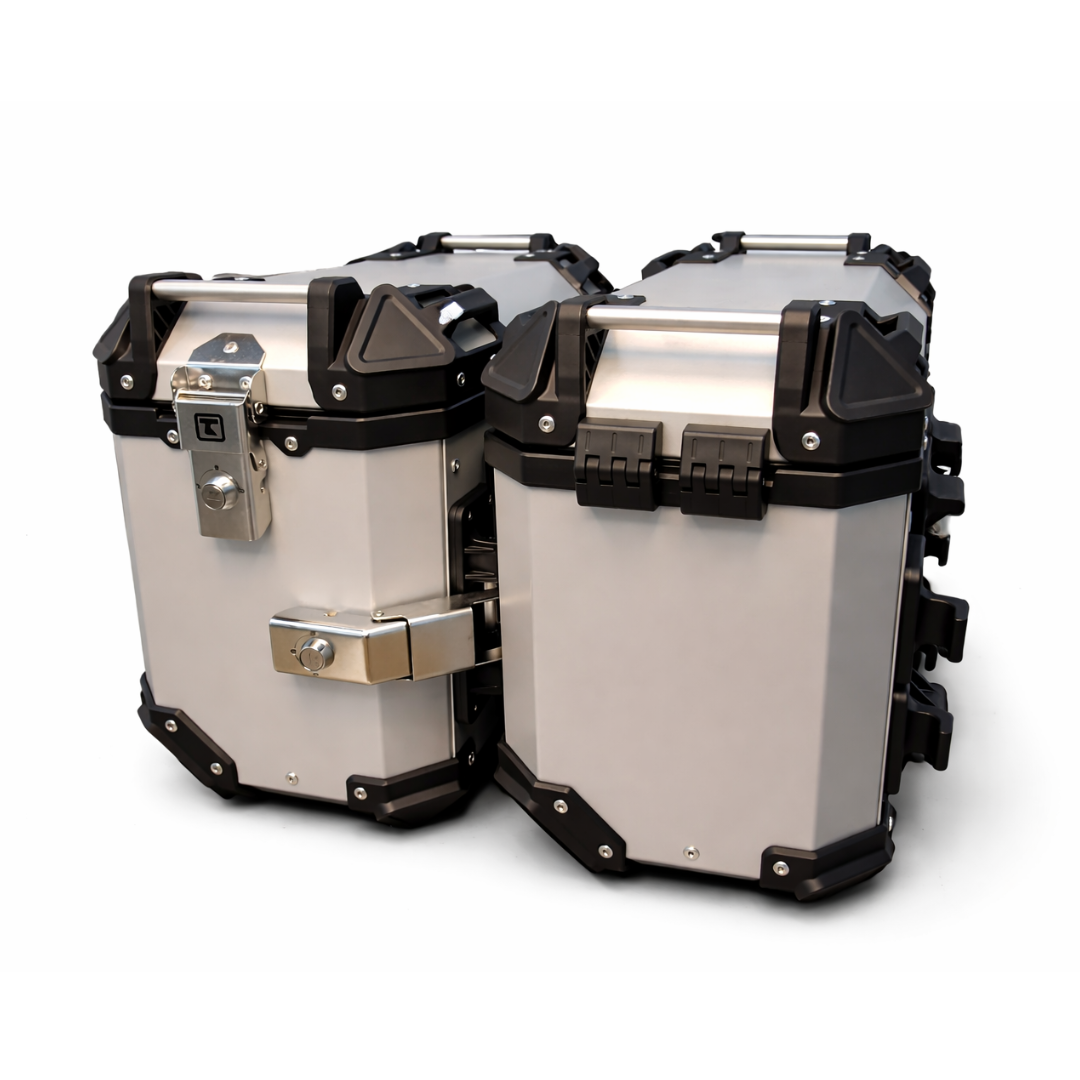 TAANC Nomad Twin Panniers – Aero Silver | 36L Aluminium Side Boxes for All Motorcycles
