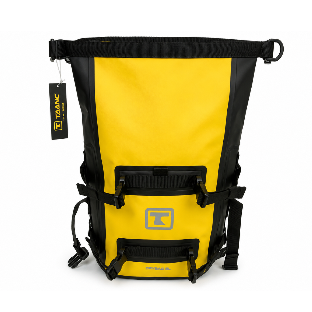 TAANC Terra Series Multi Use Adventure Bag 8L – Waterproof Motorcycle Crash Bar / Tail / Rear Rack Bag Yellow Black