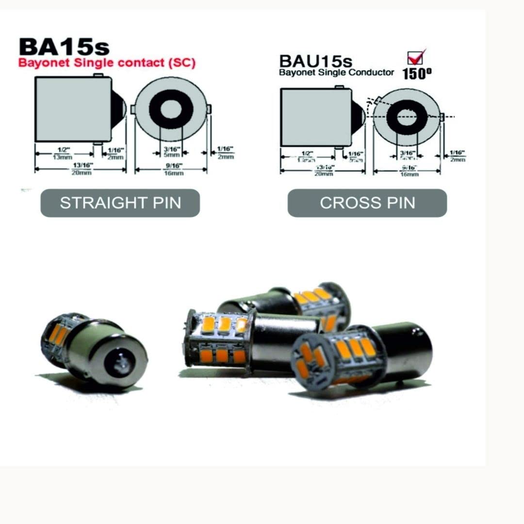 SIMTAC 3 Year Warranty 360° Reflecting LED Indicator Bulbs | Handmade | Retrofit (Amber, Straight pin)