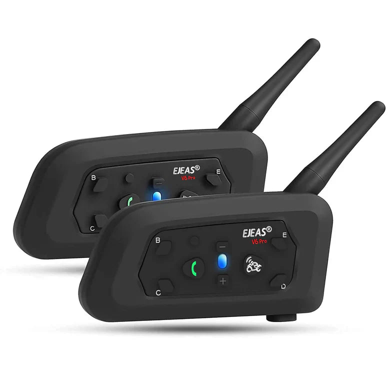 EJEAS V6 Pro + Helmet Intercom Communication System V6 Motorcycle Bluetooth On Ear Headphones Connect Up to 6 Riders 1200M V6 Pro(1 Pack) - 1 YEAR WARRANTY