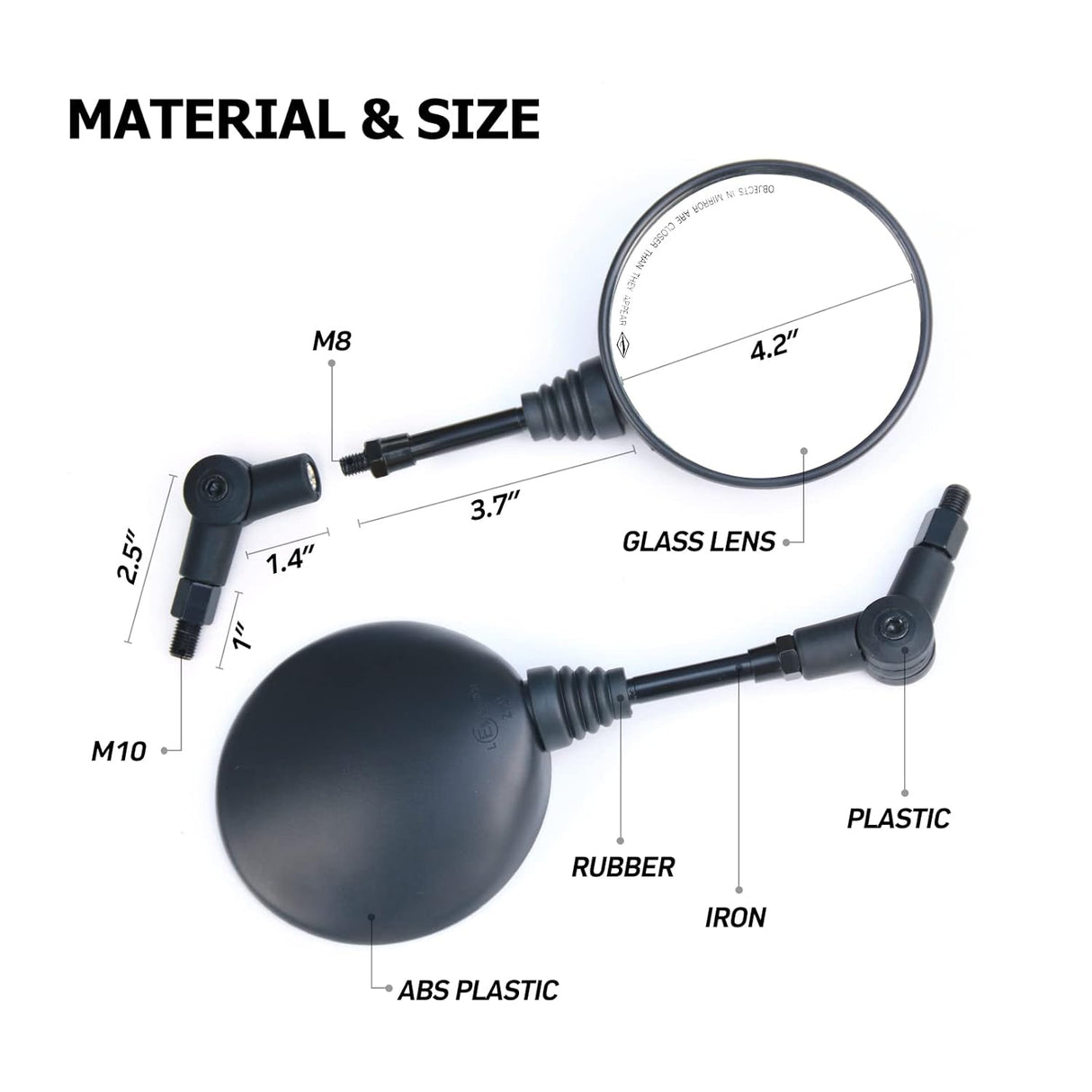 SPIKI CF Touring Mirrors (Pair) | 360 Degree Foldable Rear View Mirrors | Wide View | Universal Fit for Motorcycles