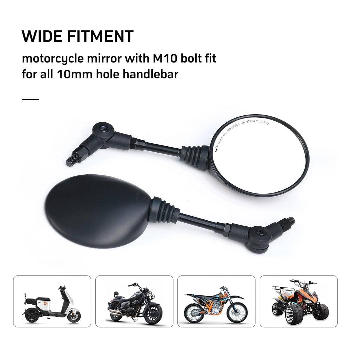 SPIKI CF Touring Mirrors (Pair) | 360 Degree Foldable Rear View Mirrors | Wide View | Universal Fit for Motorcycles