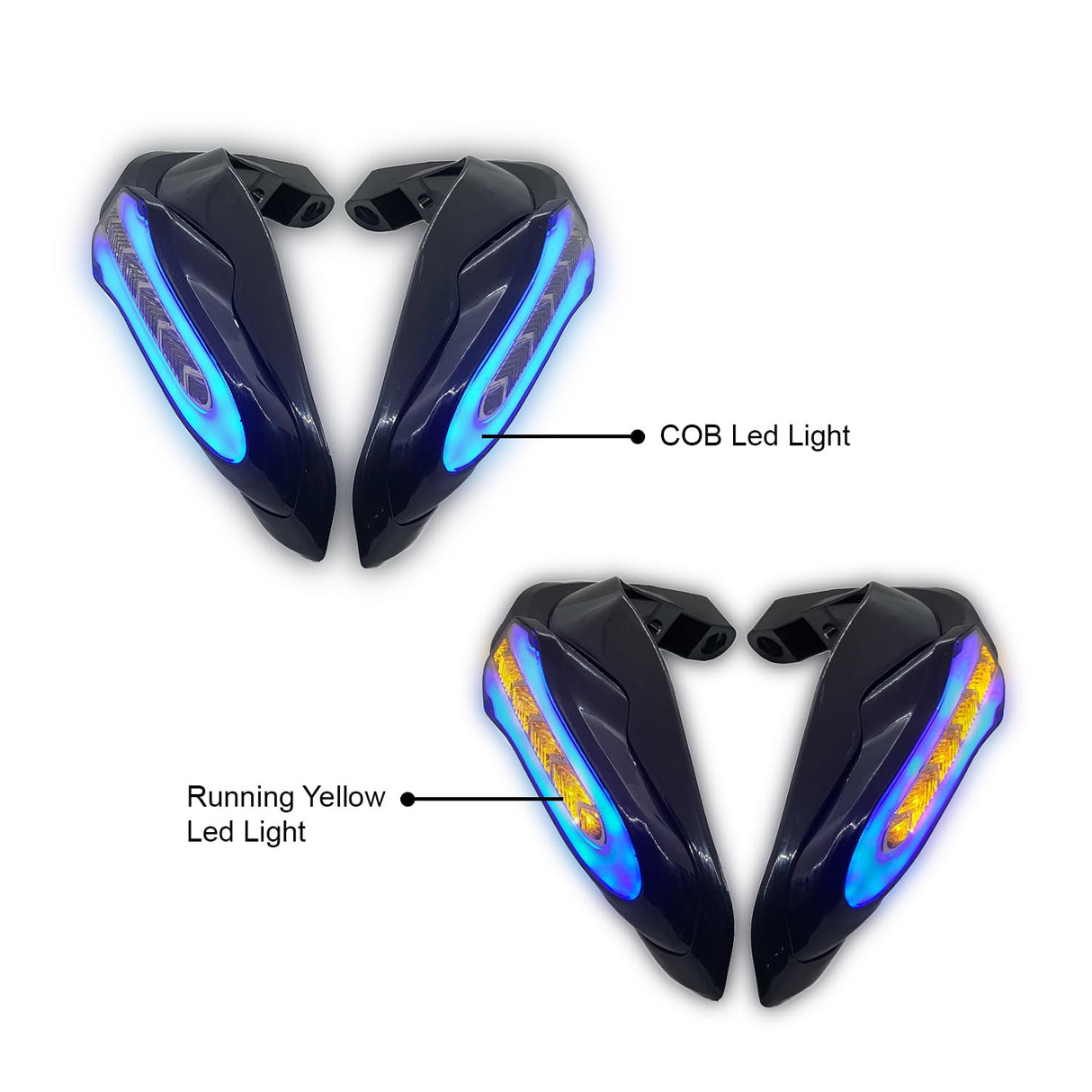 Universal Motorcycle Handguards With Yellow Running LED and Blue COB Light for All Bikes - LIUHJG