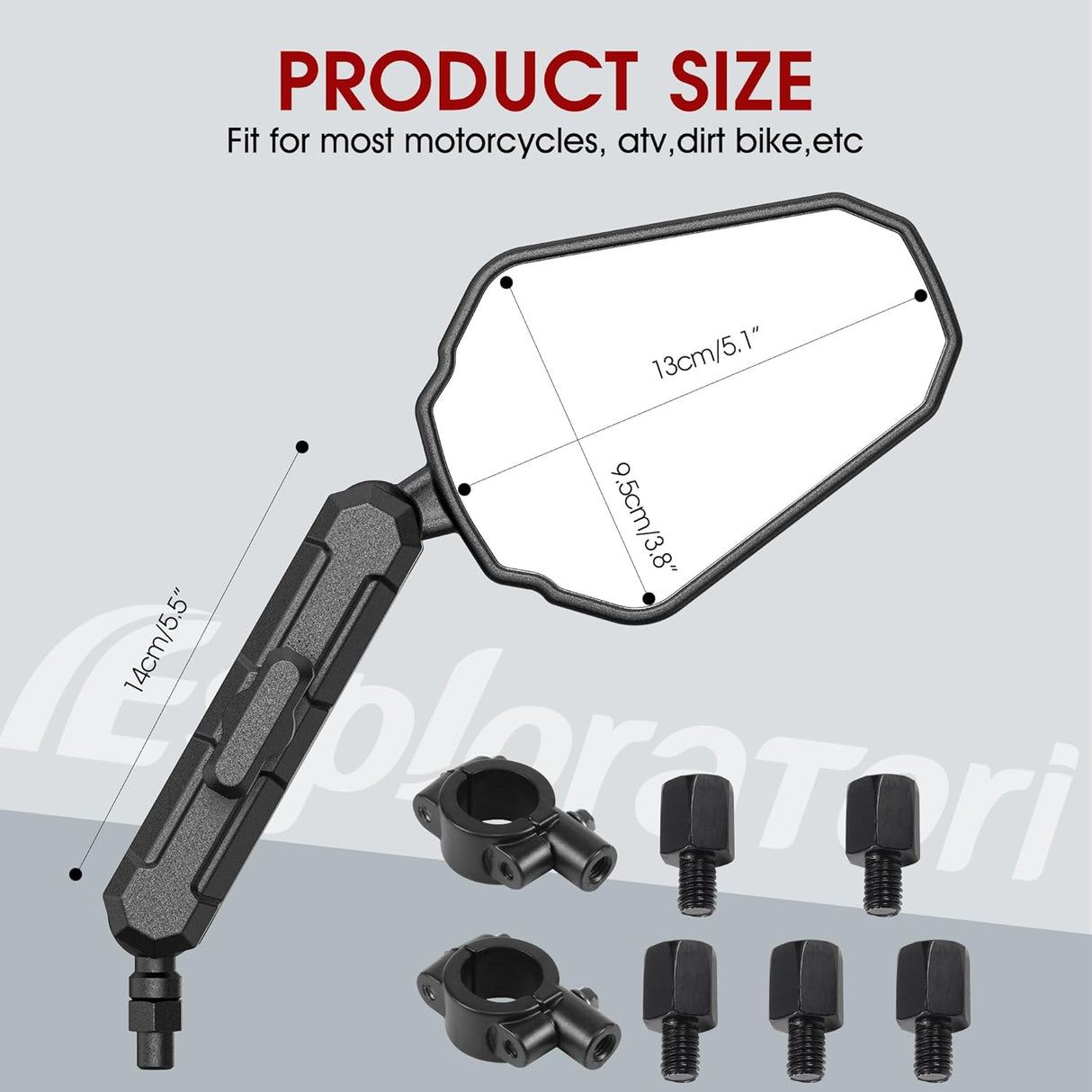 Double adventure 2.0 360 degree rotatable Side Mirror Adv (UNIVERSAL) compatible for all motorcycles - Ideal for Road and Off Road Bikes