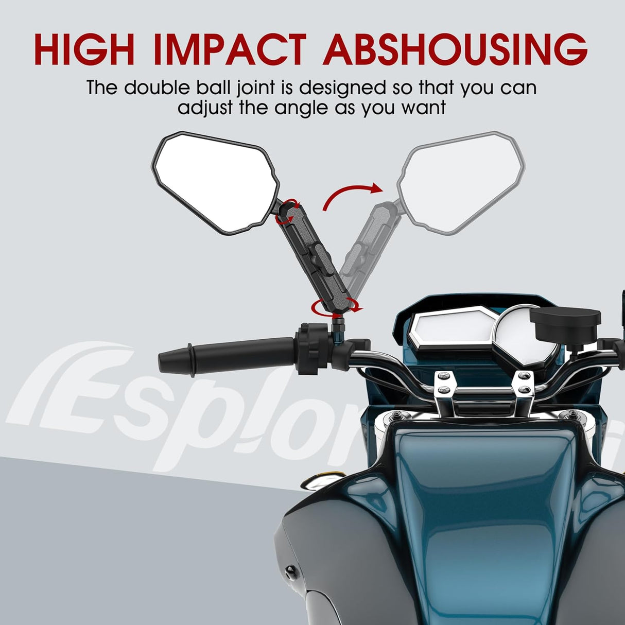 Double adventure 2.0 360 degree rotatable Side Mirror Adv (UNIVERSAL) compatible for all motorcycles - Ideal for Road and Off Road Bikes