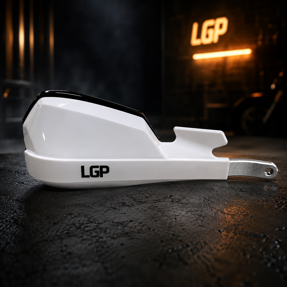 LGP Onyx Universal Motorcycle Hand Protector With Aluminium Mounts – White