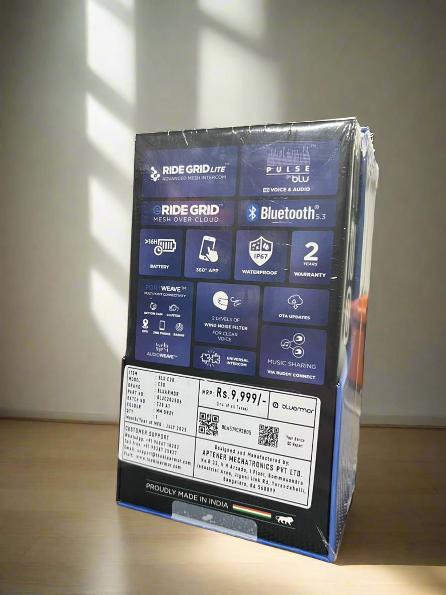 BLU ARMOR C20 Intercom system for motorcycles | RIDEGRID™ Lite