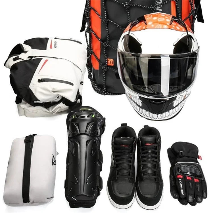 MOTOWOLF MDL0714 30L Motorcycle Cycling Backpack Waterproof PVC Large Shoulders Bag with External Elastic Net Pocket - Yellow