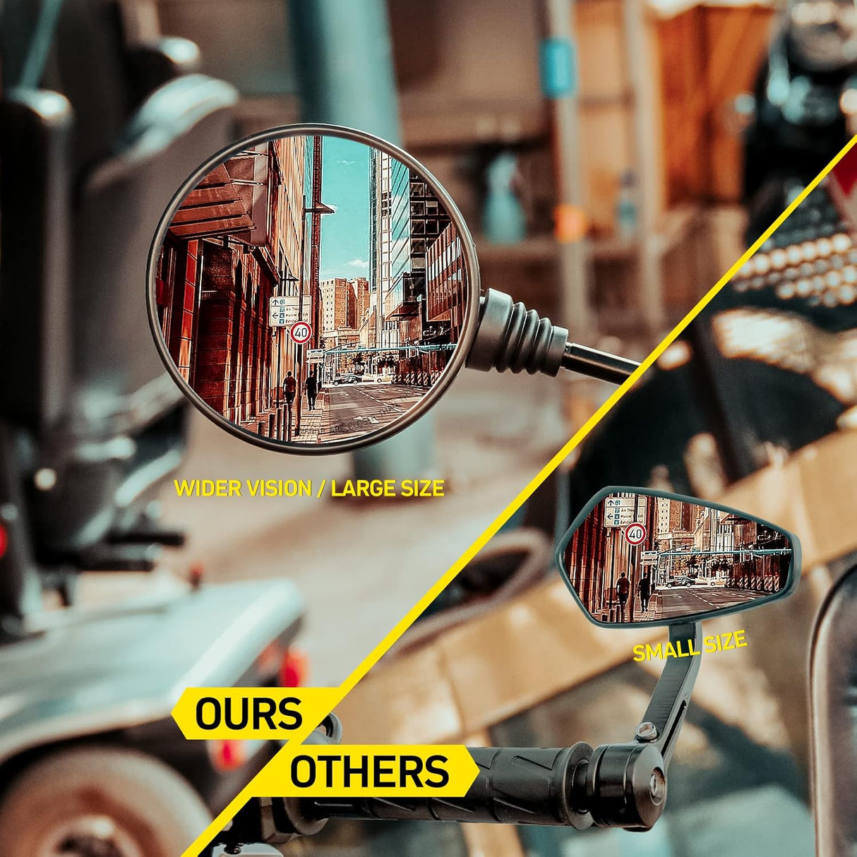 SPIKI CF Touring Mirrors (Pair) | 360 Degree Foldable Rear View Mirrors | Wide View | Universal Fit for Motorcycles