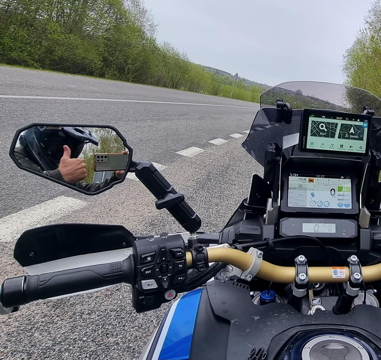 Double adventure 2.0 360 degree rotatable Side Mirror Adv (UNIVERSAL) compatible for all motorcycles - Ideal for Road and Off Road Bikes