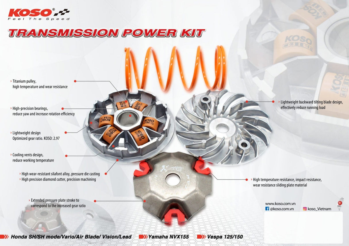 KOSO FULL CVT KIT V2 TRANSMISSION POWER KITS (CVT parts)