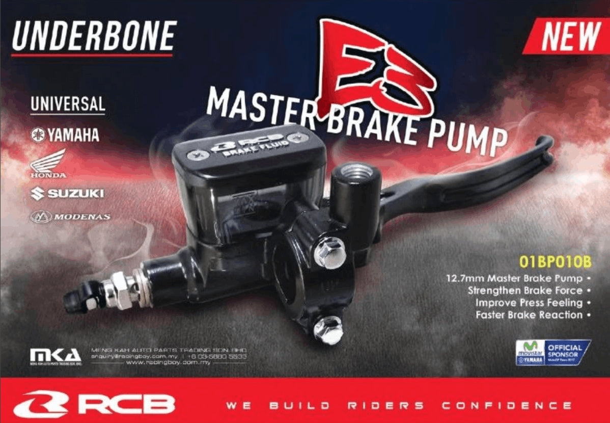 RCB E3 Series | Master Brake Pump | 12.7 MM | LH | Master Cylinder ( BLACK ) - 01BP017B