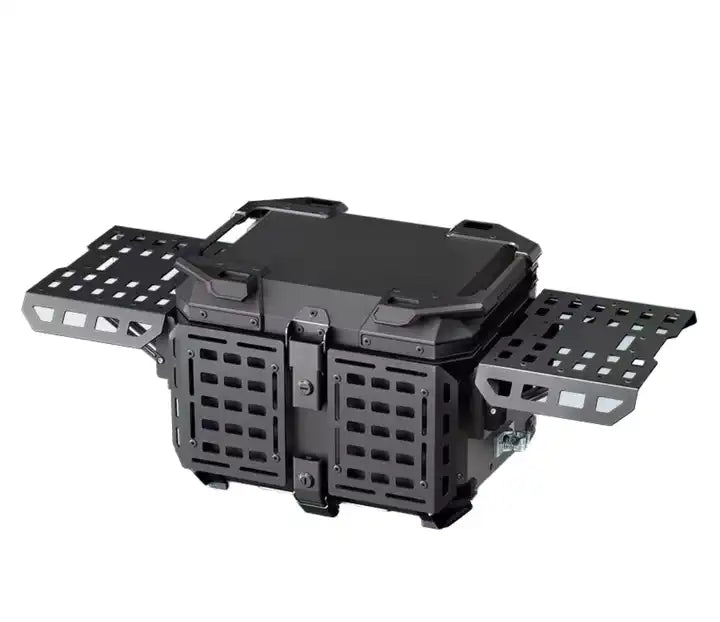 LGP 45 litres | armoured aluminium alloy top box | Waterproof | BLACK ( fits all motorcycles ) Free Back rest