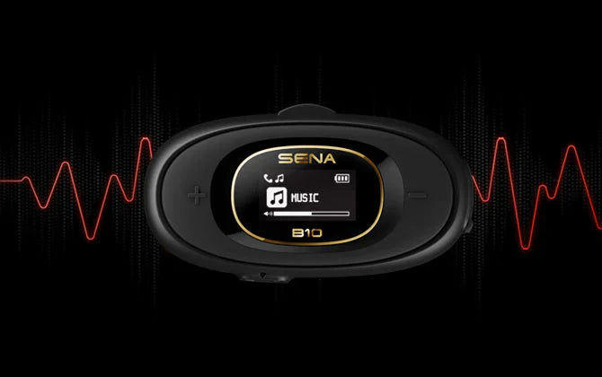 Sena B10 Motorcycle Bluetooth Communication System | Bluetooth Intercom Headset Connecting 4 Riders | HD Speakers | Upto 1KM Range | Upto 16 Hours Battery Life (Supports Android & iOS)