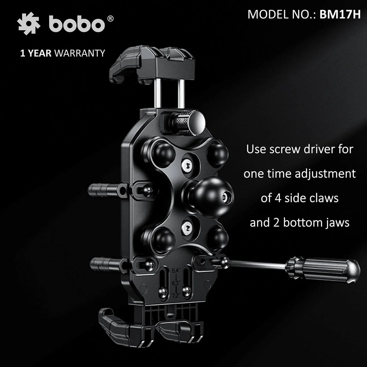 BOBO BM17H (or BM17M) PRO Handlebar (or Mirror) Anti-Vibration Bike / Cycle Phone Holder Motorcycle Mobile Mount