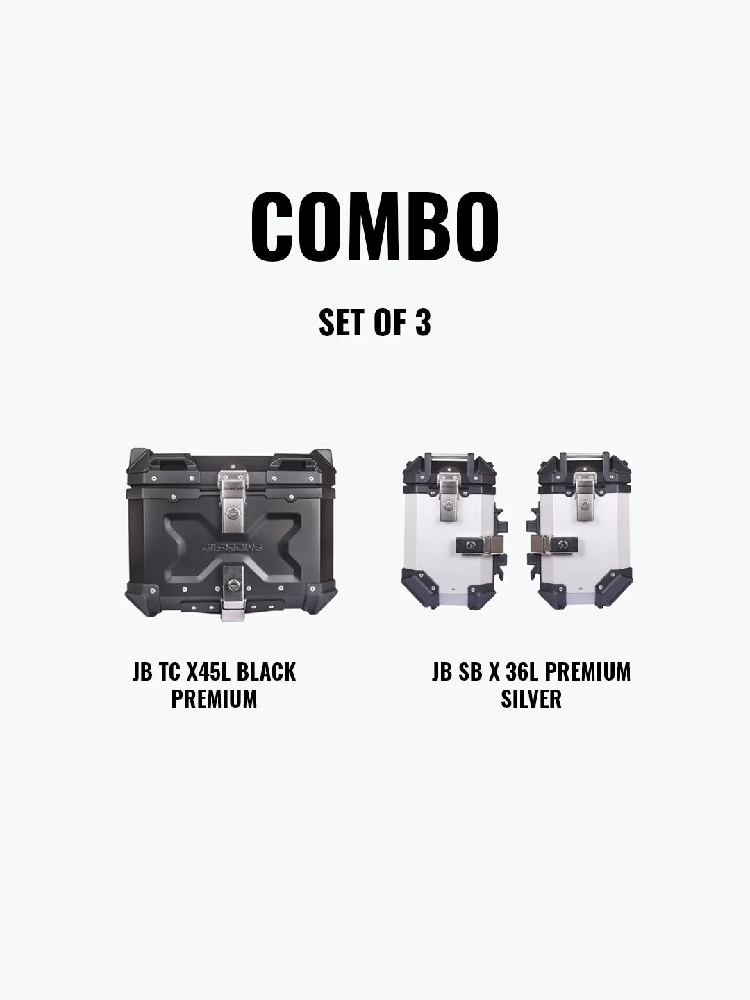 SET OF 3 Combo OF JB TC X45L Premium Black With Backrest Pad + JB SB X36L Premium Silver