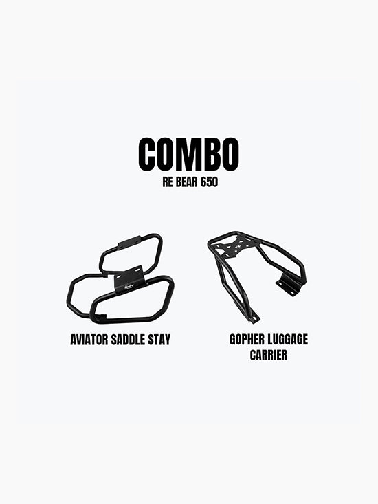 RE Bear 650 Aviator Saddle Stay & Gopher Carrier Combo