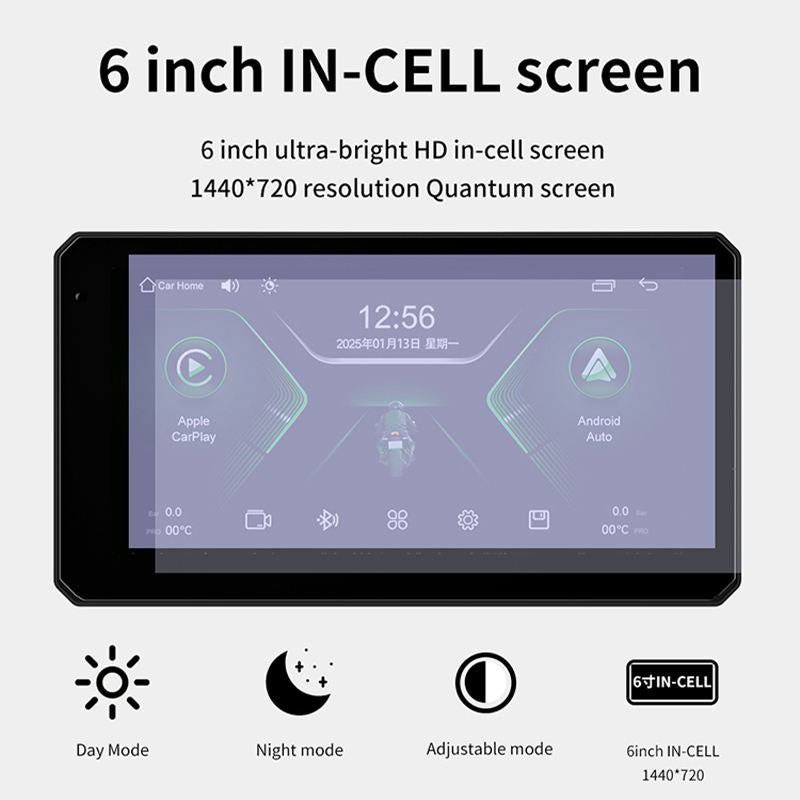Boltt Pro Quick Release | 6-Inch | Motorcycle CarPlay & Android Auto Screen with TPMS & Voice Control | Wireless Apple CarPlay, Bluetooth, IP68 Waterproof | Universal Fit | M590 - 1 Year Warranty