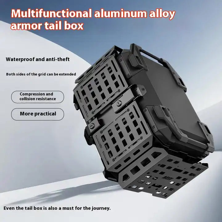 LGP 45 litres | armoured aluminium alloy top box | Waterproof | BLACK ( fits all motorcycles ) Free Back rest