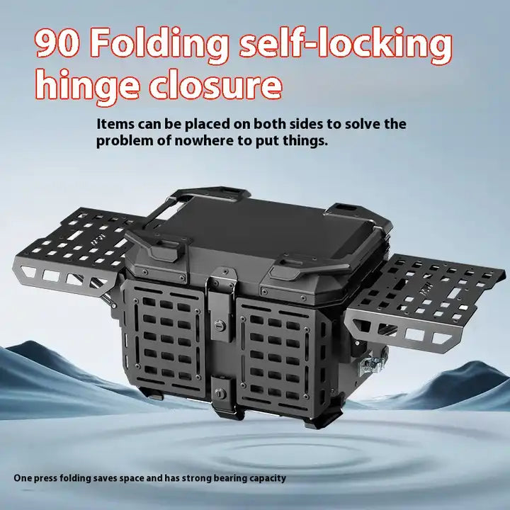 LGP 45 litres | armoured aluminium alloy top box | Waterproof | BLACK ( fits all motorcycles ) Free Back rest