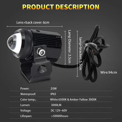 LIU HJG - Original Mini Driving Fog Lights 40W Dual Colour For universal Motorcycle/Scooters/Cars/Jeeps( UPGRADED VERSION)
