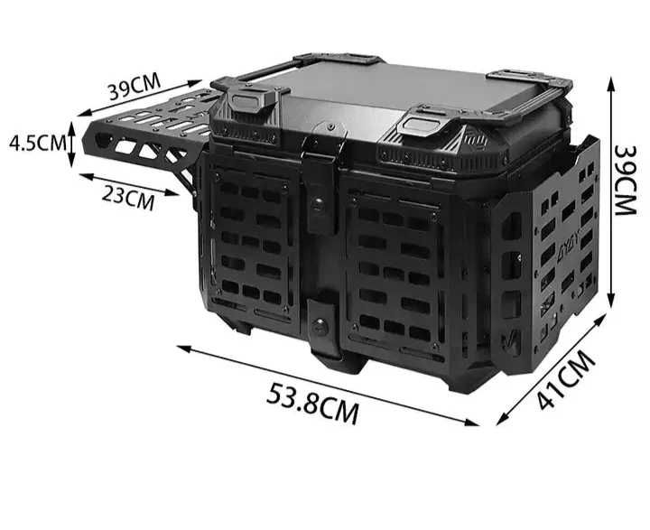 LGP 45 litres | armoured aluminium alloy top box | Waterproof | BLACK ( fits all motorcycles ) Free Back rest
