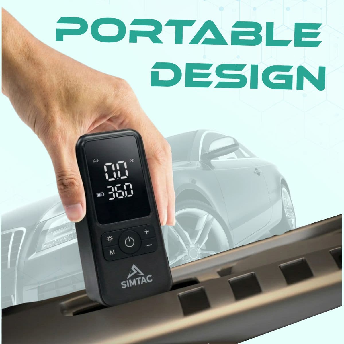 SIMTAC Portable Digital Tyre Inflator Air Compressor Pump for Car & Bike – INF203