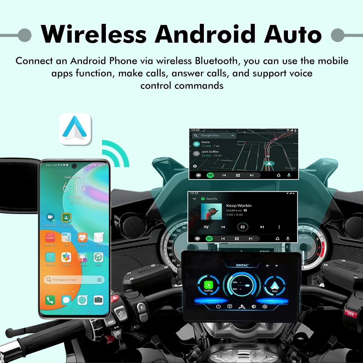 Simtac motorcycle GPS CarPlay & Android Auto system – M2