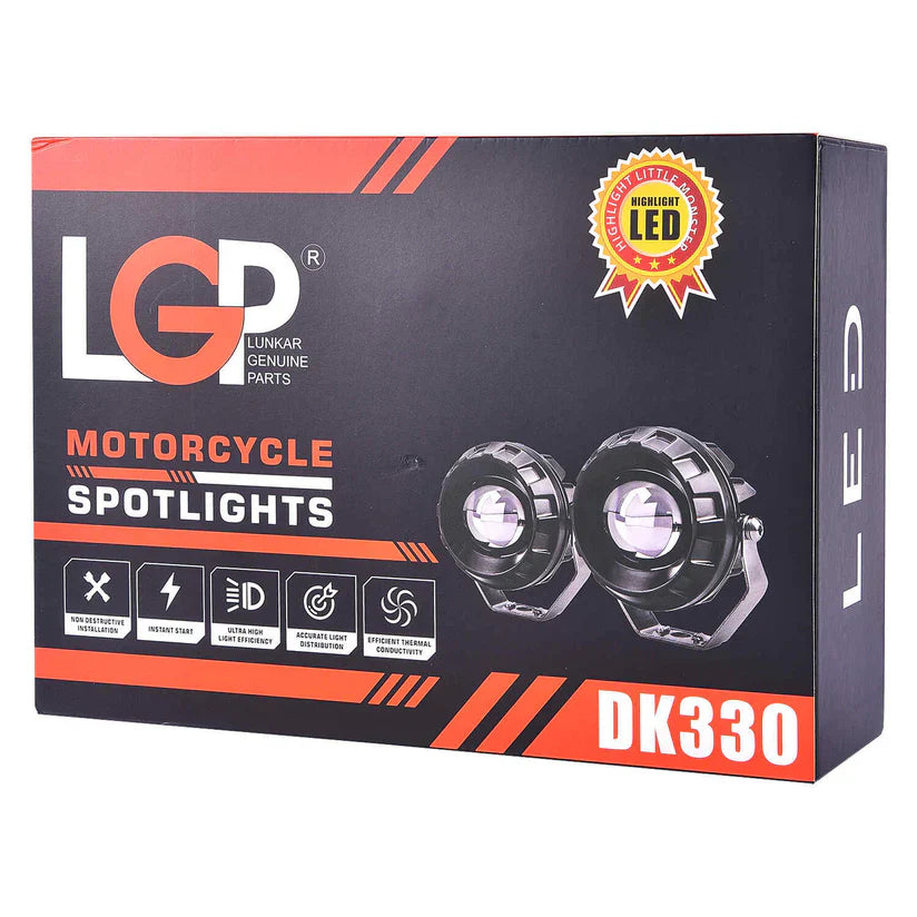 DK330 HIGH POWER SPOTLIGHT | 60W | Ultra Wide Driving Fog Lights | White/Yellow | with wiring harness and Intelligent wireless button switch | 1 year warranty | LGP