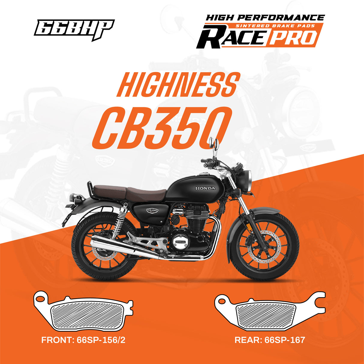 Honda Highness CB 350 CB 350 RS Race Pro Sintered Brake Pad Motorcycle Accessory - Moto Modz