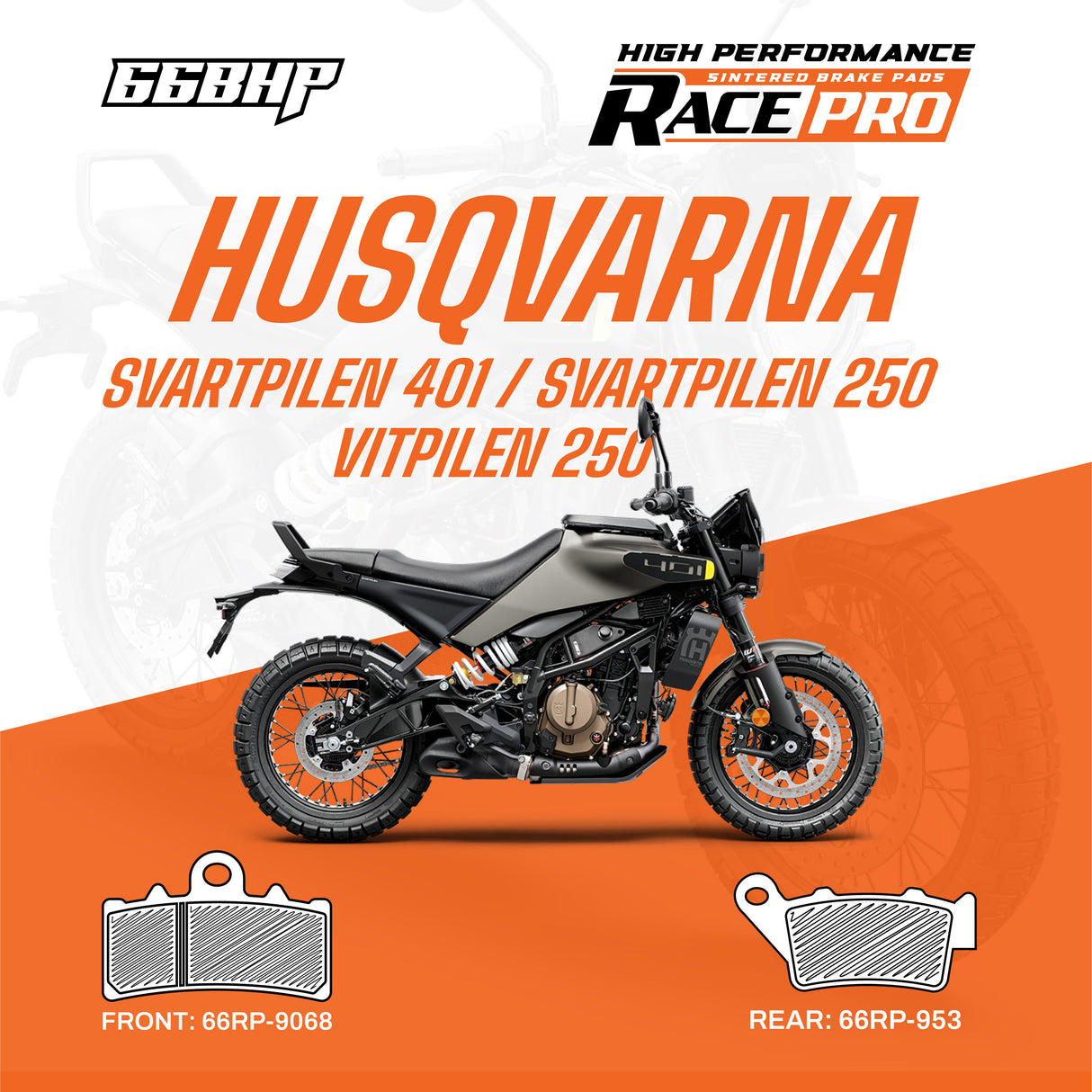 Husqvarna Svartpilen 401 Svartpilen 250 Vitpilen 250 Race Pro Sintered Brake Pad Motorcycle Accessory - Moto Modz