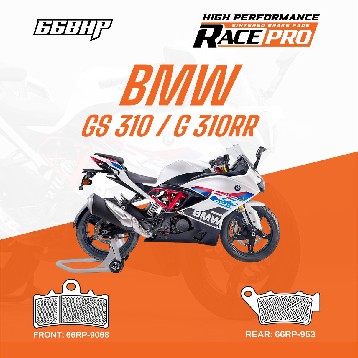 BMW G 310 R G 310 RR Race Pro Sintered Brake Pad Motorcycle Accessory - Moto Modz