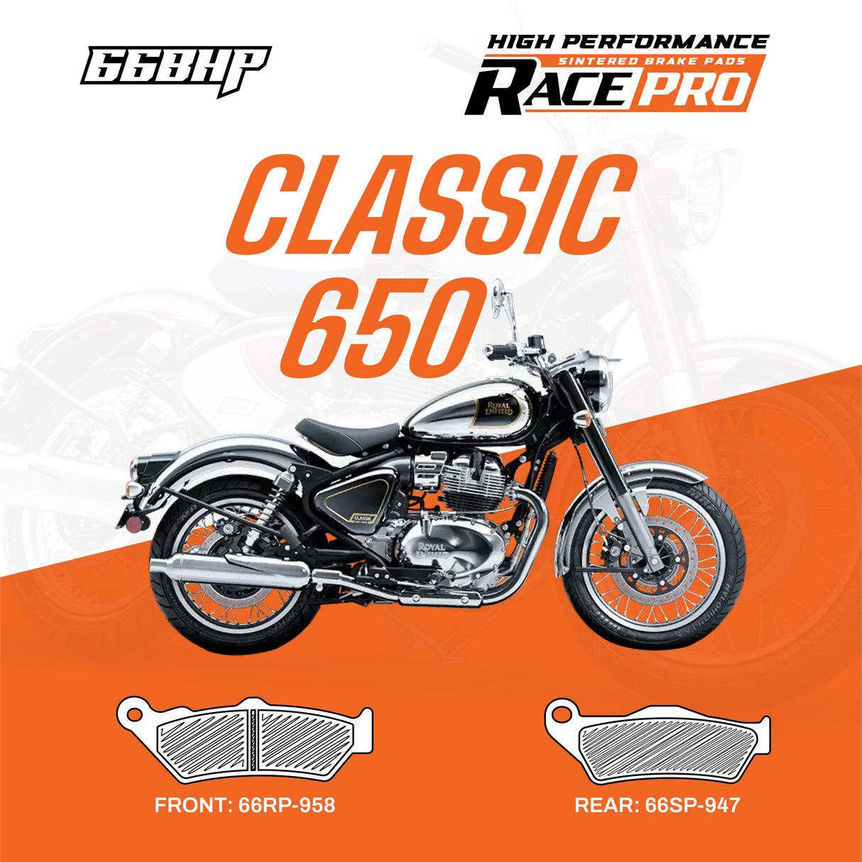 Royal Enfield Classic 650 Race Pro Sintered Brake Pad Motorcycle Accessory - Moto Modz