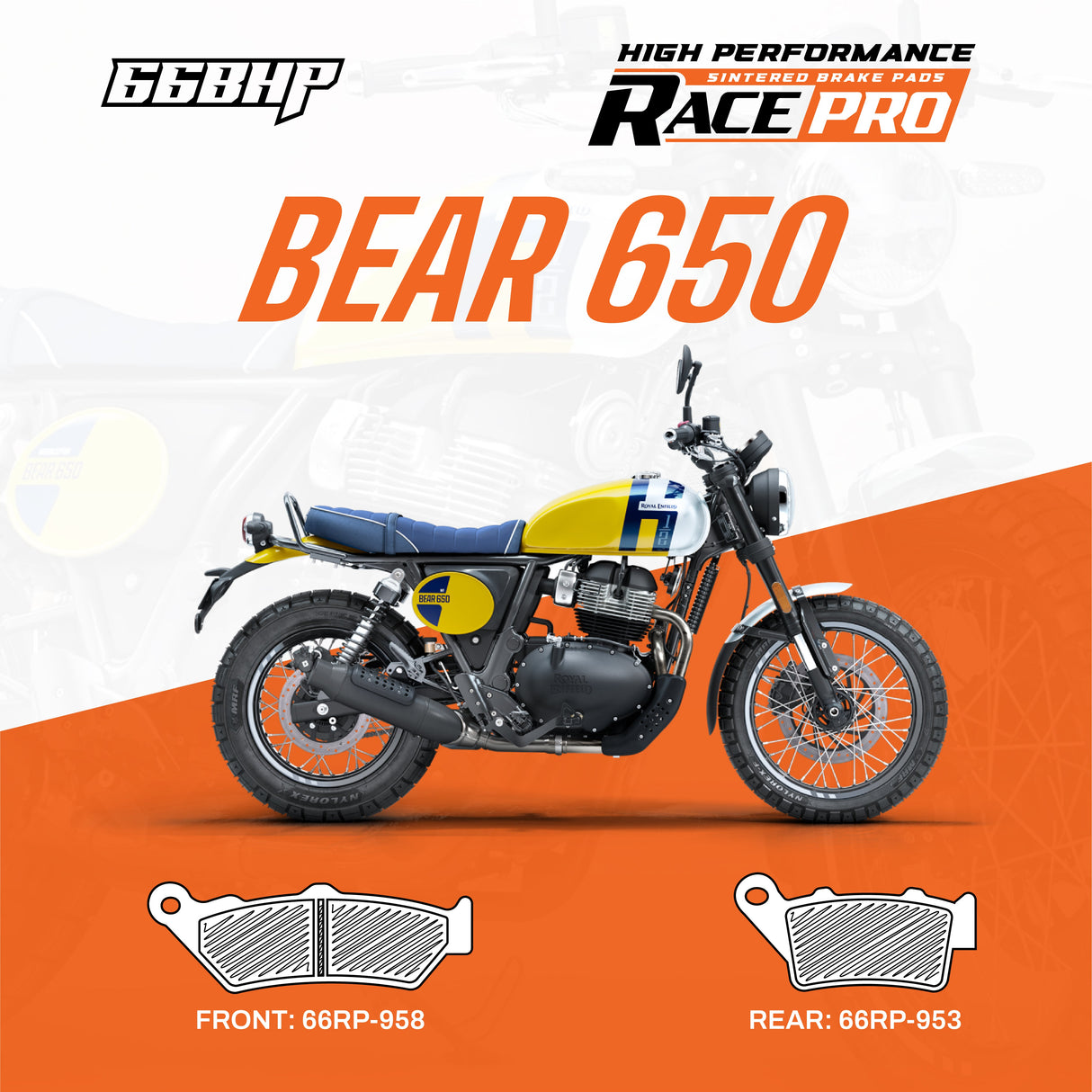 Royal Enfield Bear 650 Race Pro Sintered Brake Pad Motorcycle Accessory - Moto Modz