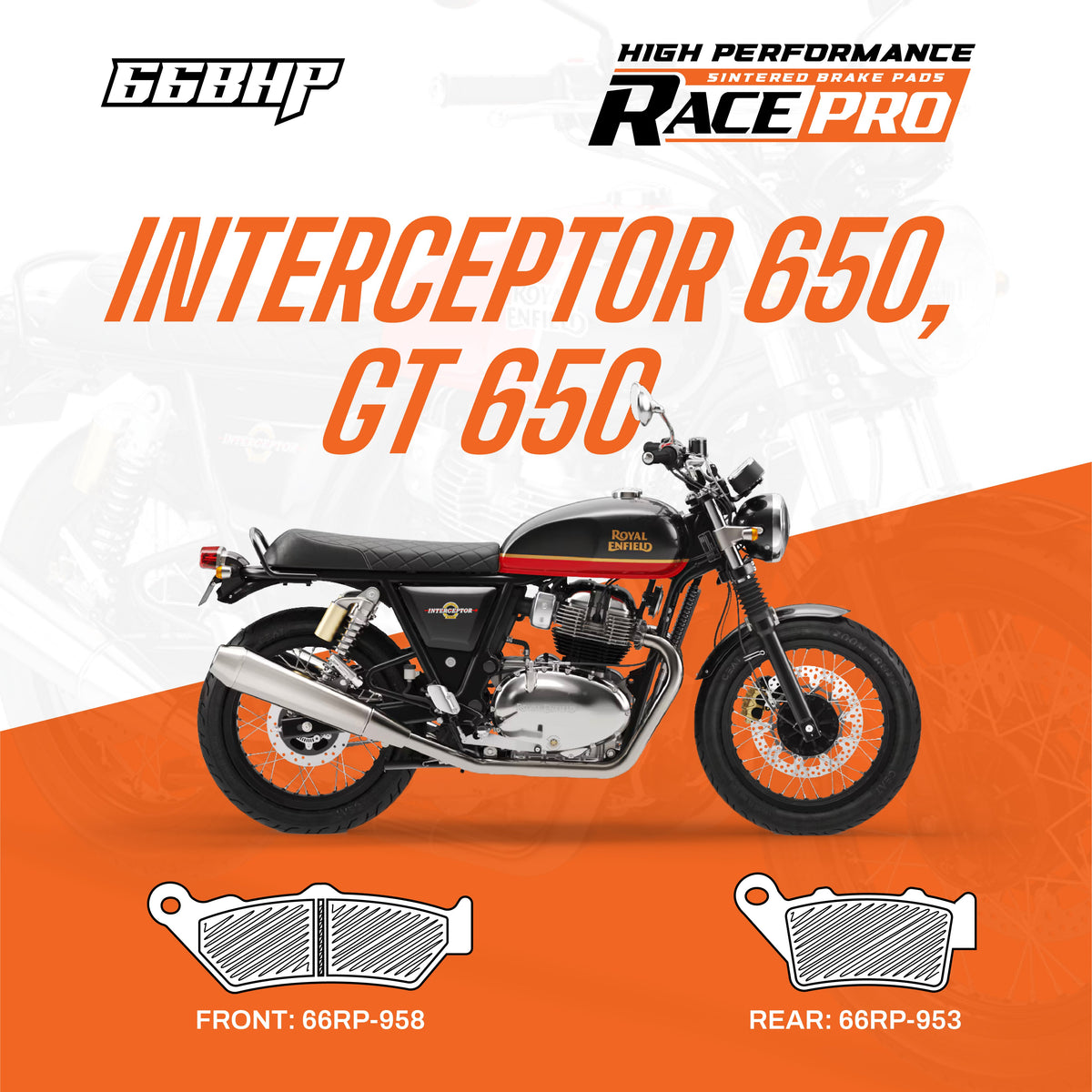 Royal Enfield GT Interceptor 650 Race Pro Sintered Brake Pad Motorcycle Accessory - Moto Modz