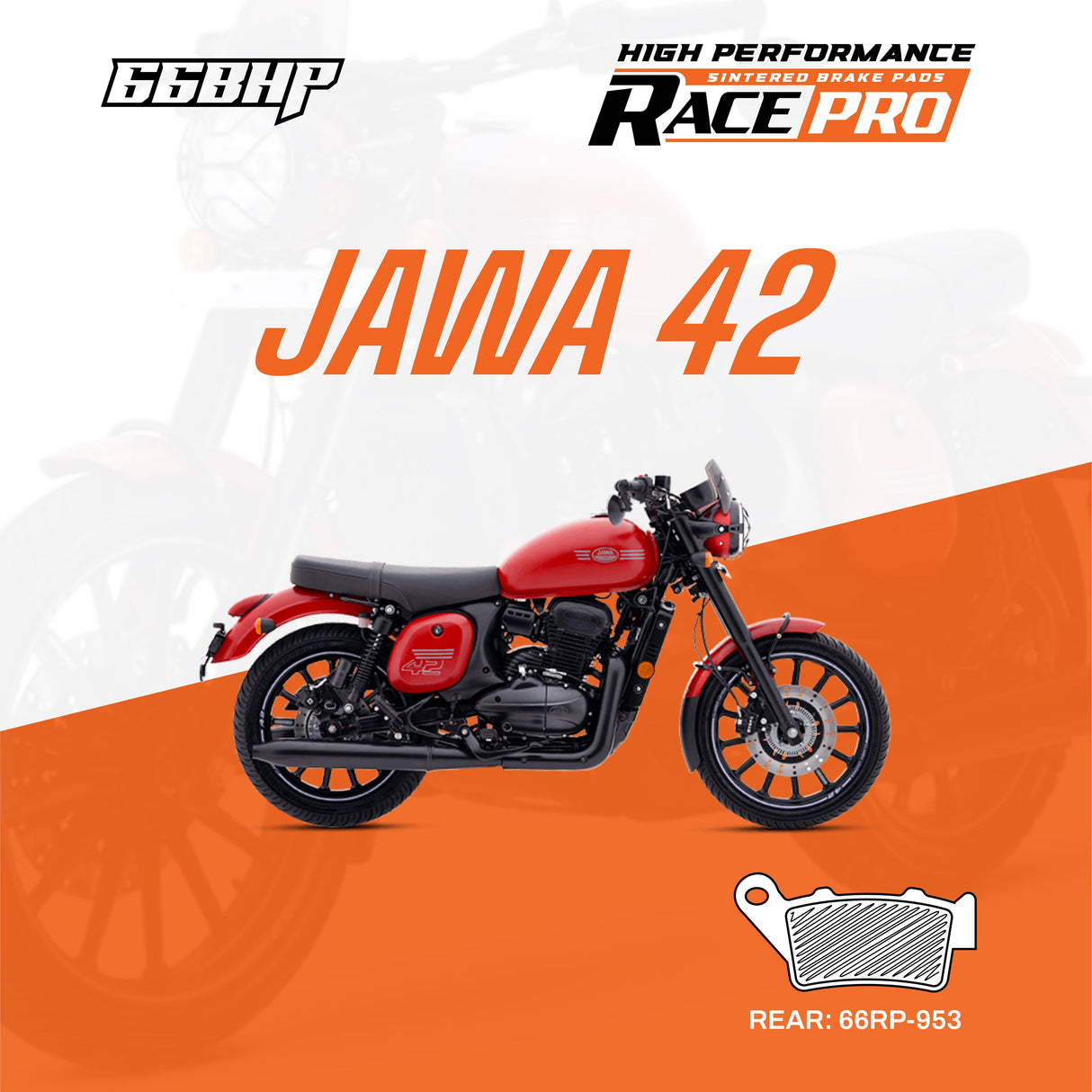 Jawa 42 Race Pro Sintered Brake Pad Motorcycle Accessory - Moto Modz
