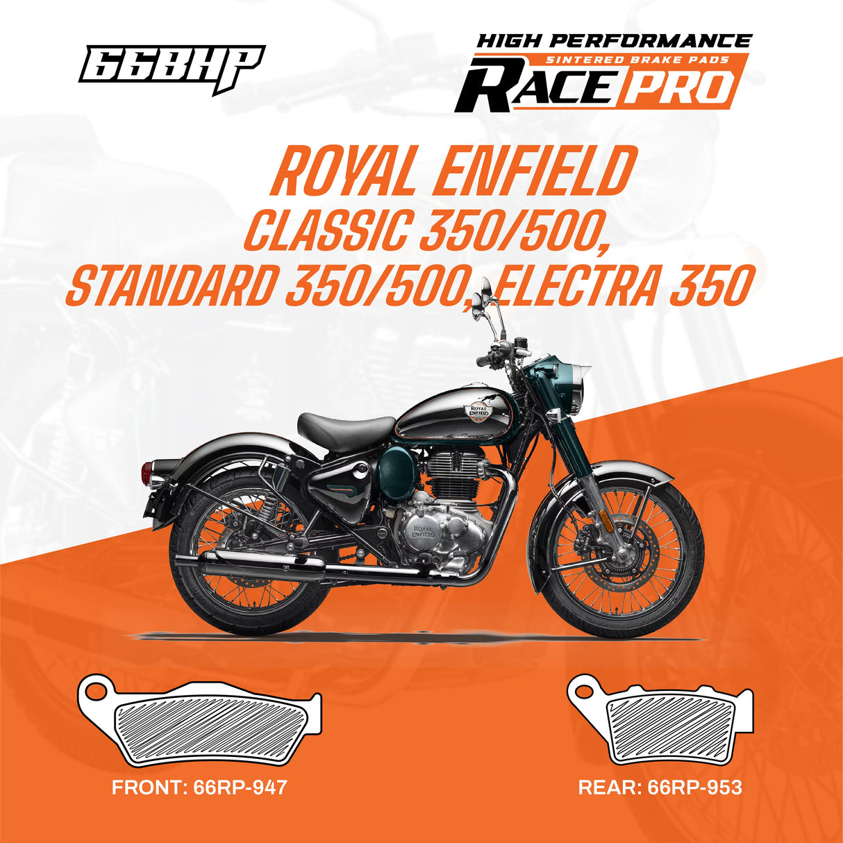 Royal Enfield Thunderbird 350 500 Race Pro Sintered Brake Pad Motorcycle Accessory - Moto Modz