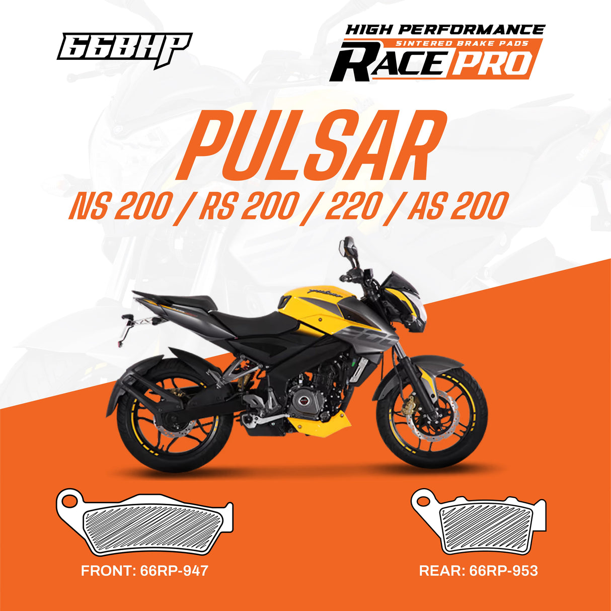 Bajaj Pulsar 220 AS 200 Race Pro Sintered Brake Pad Motorcycle Accessory - Moto Modz