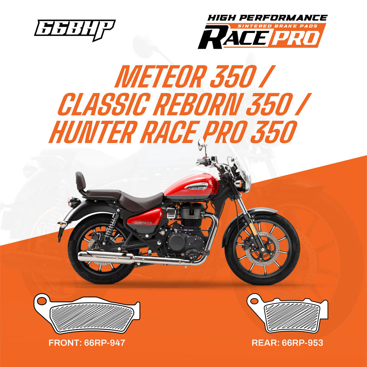 Royal Enfield Classic Reborn Meteor Hunter Race Pro Sintered Brake Pad Motorcycle Accessory - Moto Modz