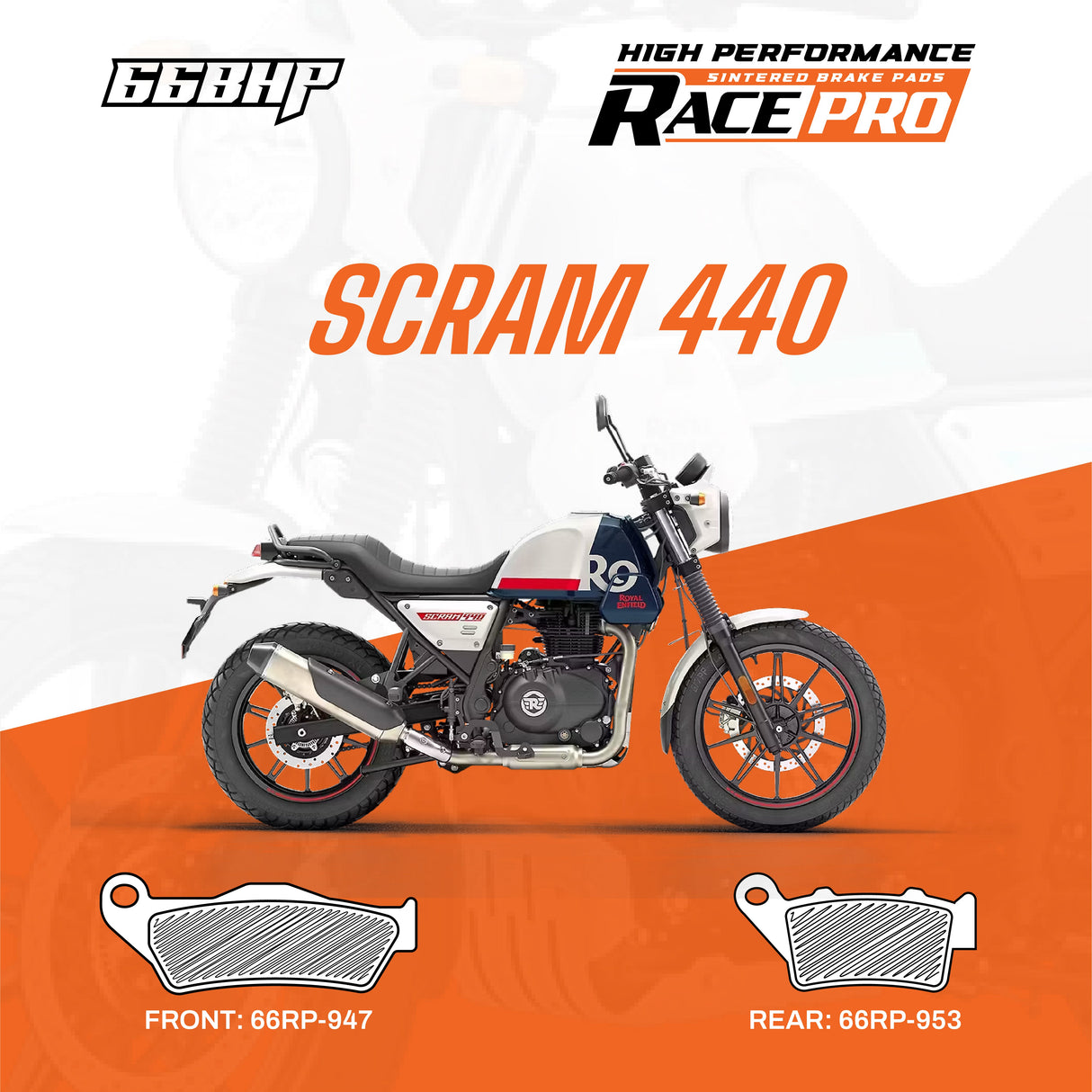 Royal Enfield Scram 440 Race Pro Sintered Brake Pad Motorcycle Accessory - Moto Modz