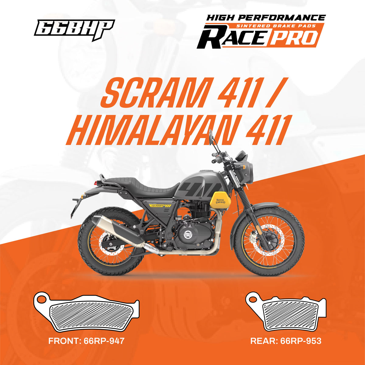 Royal Enfield Himalayan 411 Scram 411 Race Pro Sintered Brake Pad Motorcycle Accessory - Moto Modz